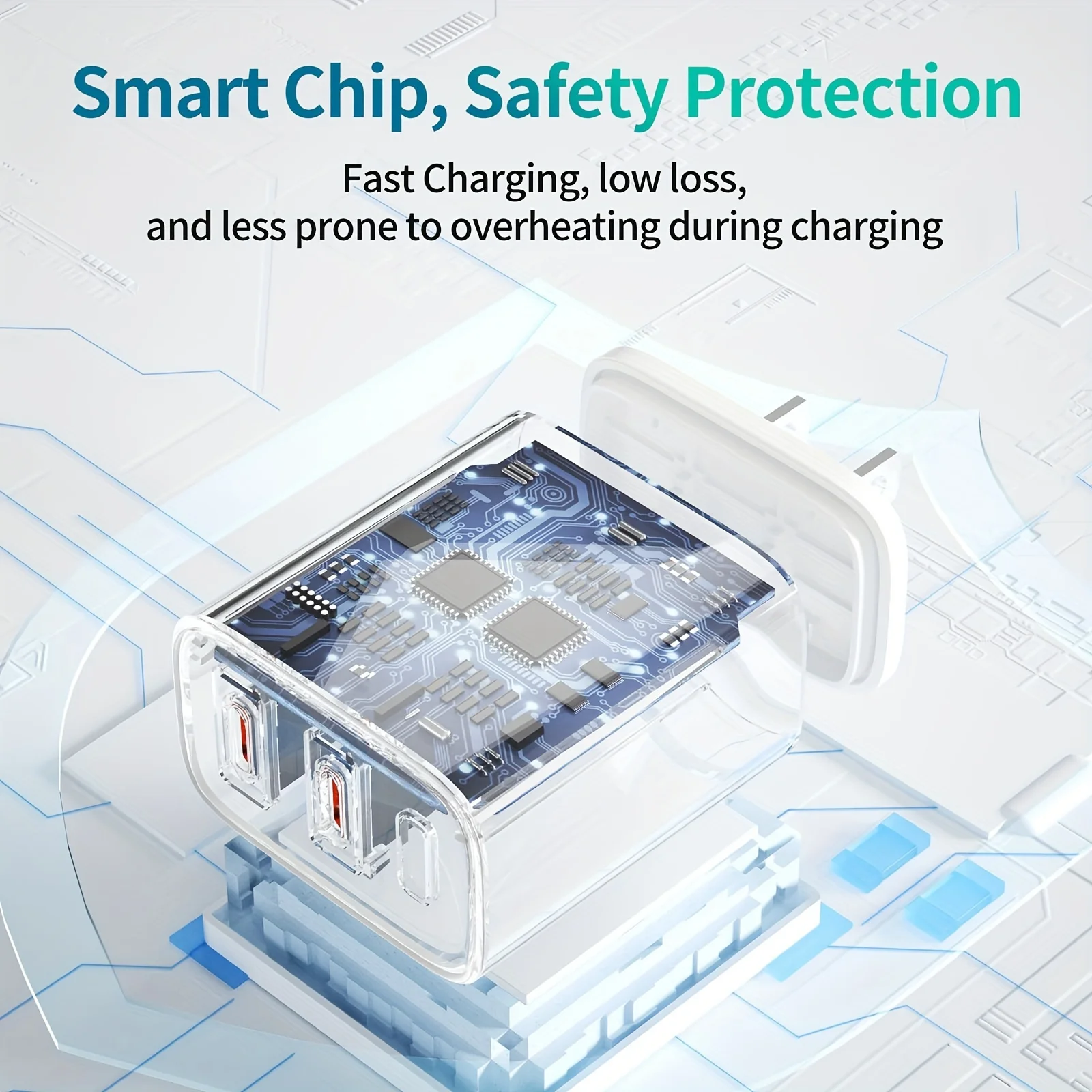 Blocco caricabatterie rapido PD20W adattatore di alimentazione Dual Type C Port Cube per iPhone serie 15 (2Pack 6ft USB-C a C cavi di ricarica inclusi)