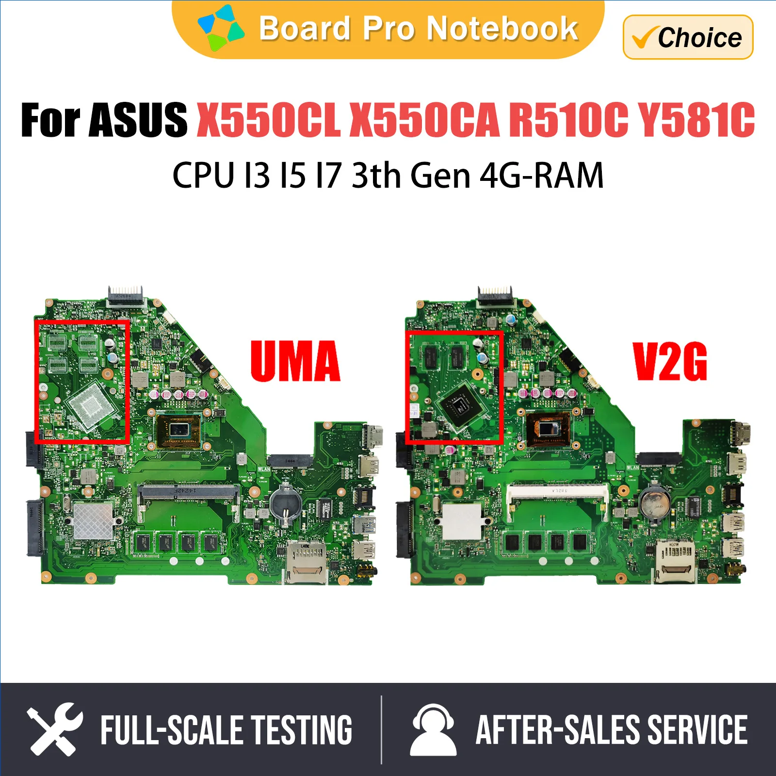 X550CL Mainboard For ASUS X550CA X550CC R510C Y581C X550C Laptop Motherboard CPU I3 I5 I7 3th Gen 4G-RAM GT710M