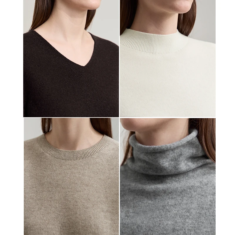 AMII レディースセーター 多用途ウール 長袖 2025年冬 暖かい エレガント スリム プルオーバー 女性用セーター ニットトップス 12523165