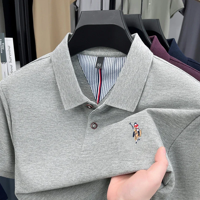 High-end Brand Comfortable and Breathable Short-sleeve Polo Shirt with Luxury Small Pony Embroidery, Men's Summer Comfortable An