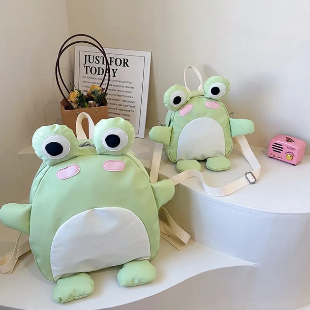 Sac à dos grenouille de dessin animé 3D en nylon, sac de rangement, sac d'école pour enfants, sac de téléphone étanche, grande capacité Y2K