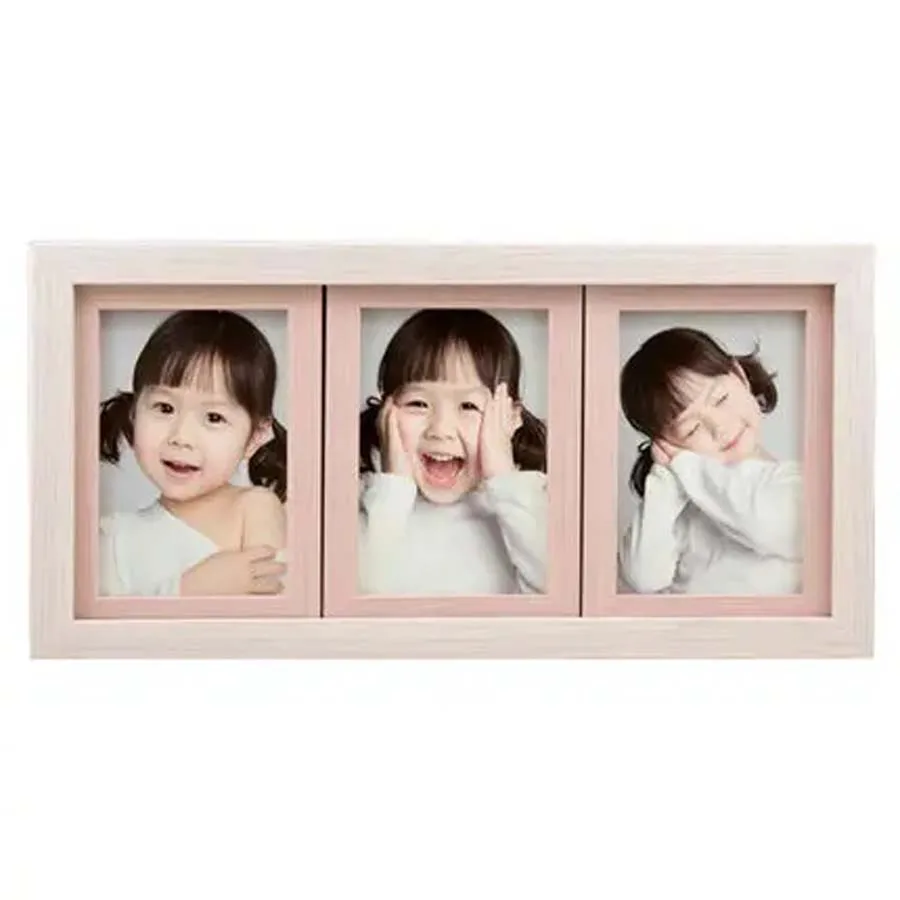 

Three-frame 5 inch 6 inch 7 inch children's Siamese photo frame wood grain baby photo combination wall hanging Korean version of