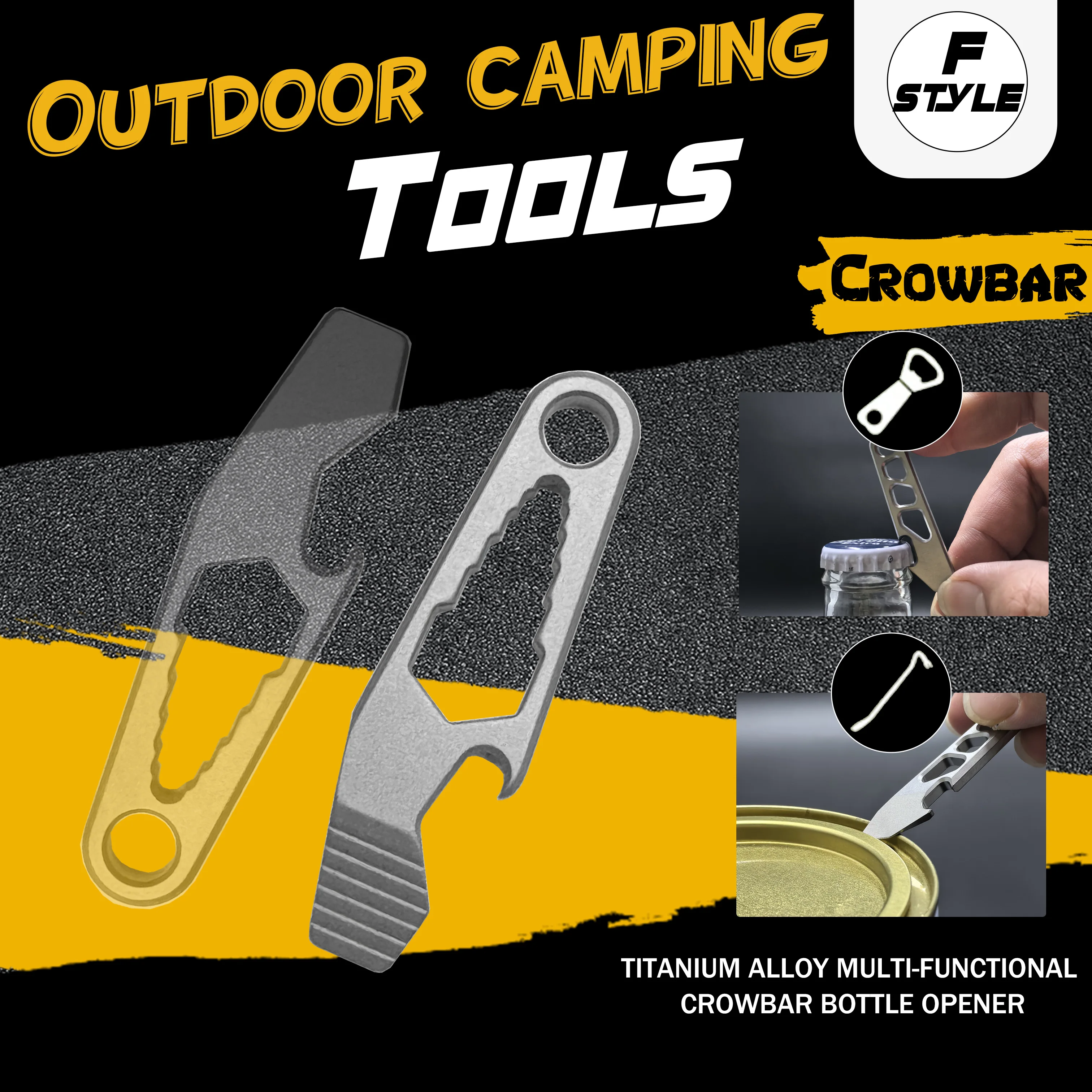 

Mini titanium alloy crowbars, multi-tool wrenches, Bottle opener, EDC key chains, multi-functional outdoor camping equipment