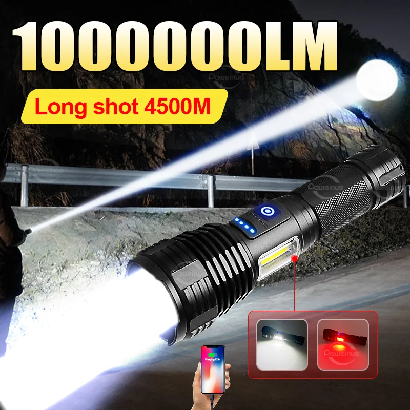 

2024 Super Long Range Tactical Torch High Power LED Flashlight USB Rechargeable Strong Light Outdoor Portable Fishing Flashlight