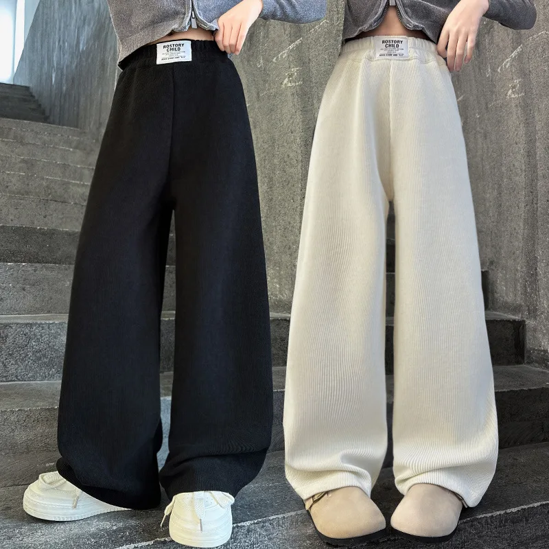 Neue Frühlings-Sportstil-Hosen für Mädchen mit Geradem Bein für Kinder Baumwoll-Freizeithosen Herbst Sportliche Kinderhosen Jogginghosen