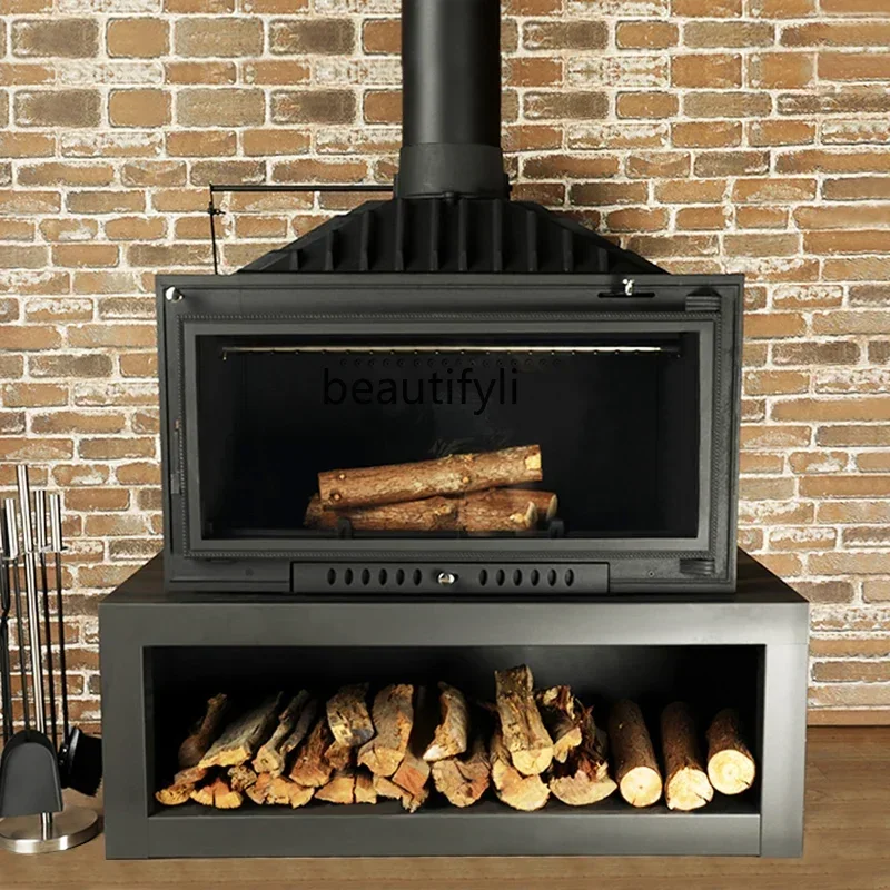 

a50 Fuoco Reale Riscaldamento Domestico Moderno Europeo Ghisa Incorporato Auto-construito Alloggio in Famiglia A Bruciare il Leg