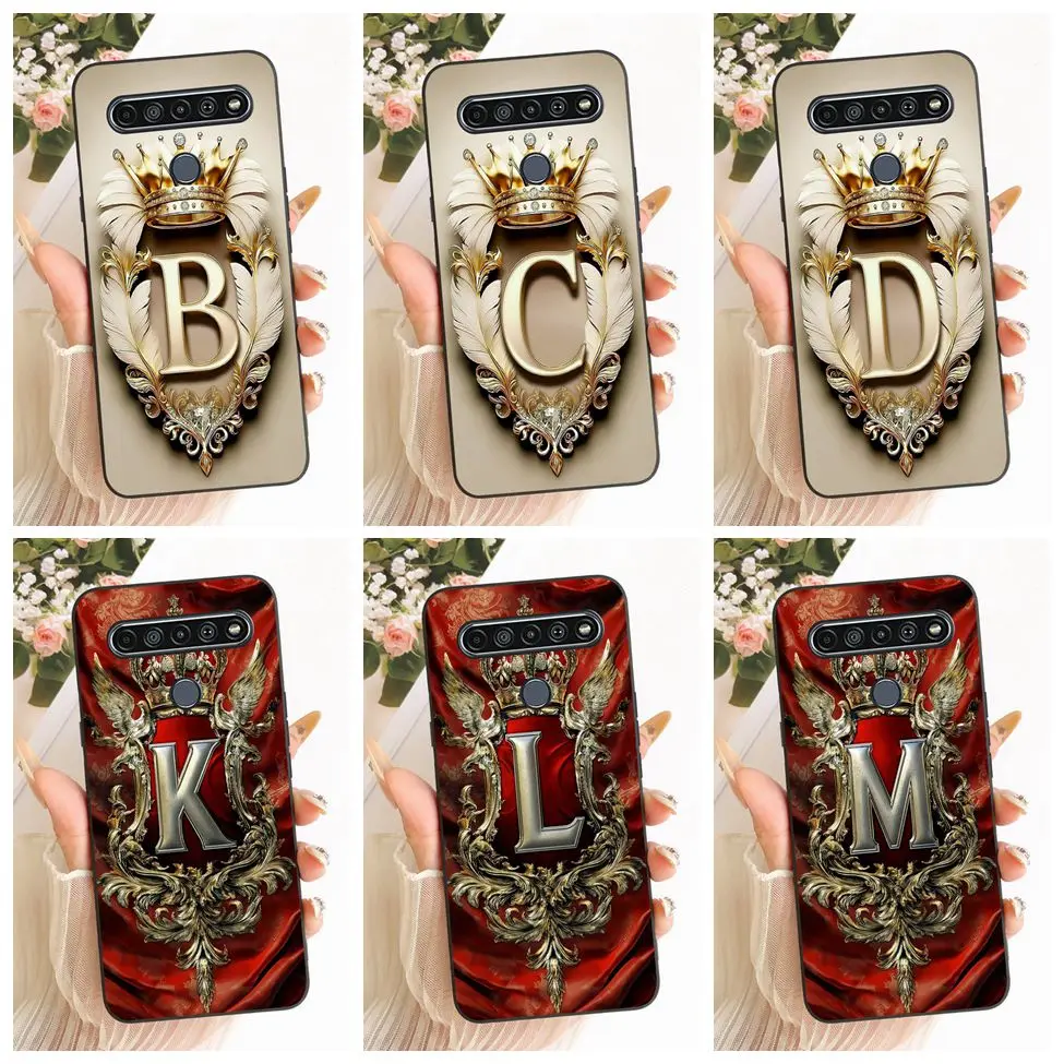Чехол для LG K41S 2020, роскошный мягкий чехол для телефона с буквенным принтом Crown A-Z и 2D плоским узором LM-K410 LMK410EMW LM-K410EMW