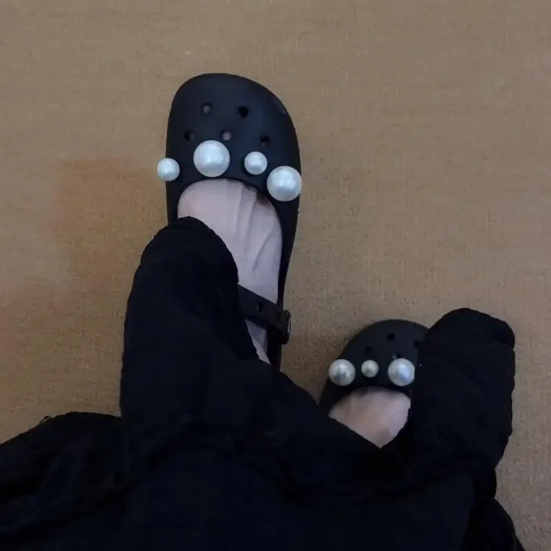 2026 Sommer-Trend Leoparden-Clogs für Damen, Weiche EVA-Schuhe mit Abnehmbaren Perlen-Charms, Ballerinas, Strand-Mary-Jane-Sandalen, Slipper – Detail 5