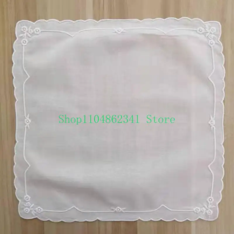 5asd ren trắng Hankies cho bộ đồ thêu DIY Cotton Party Party