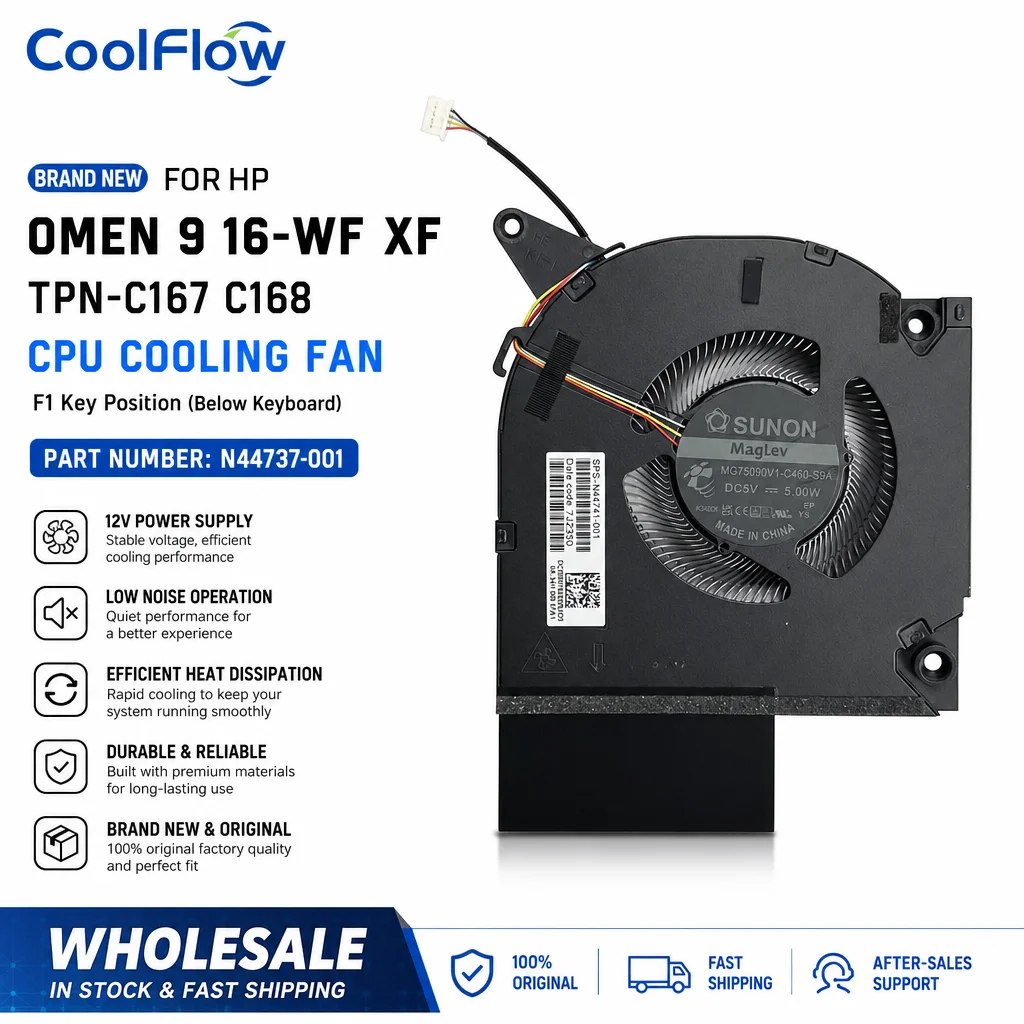 Brand New Original Cooling Fan for HP OMEN 9 16-WF XF TPN-C167 C168 Laptop