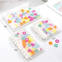 A5/A6/A7 Transparent Flowing Flower/Heart Loose Leaf Book DIY Acrylic Memo Note School Office Binder Notebook Cover Shell School