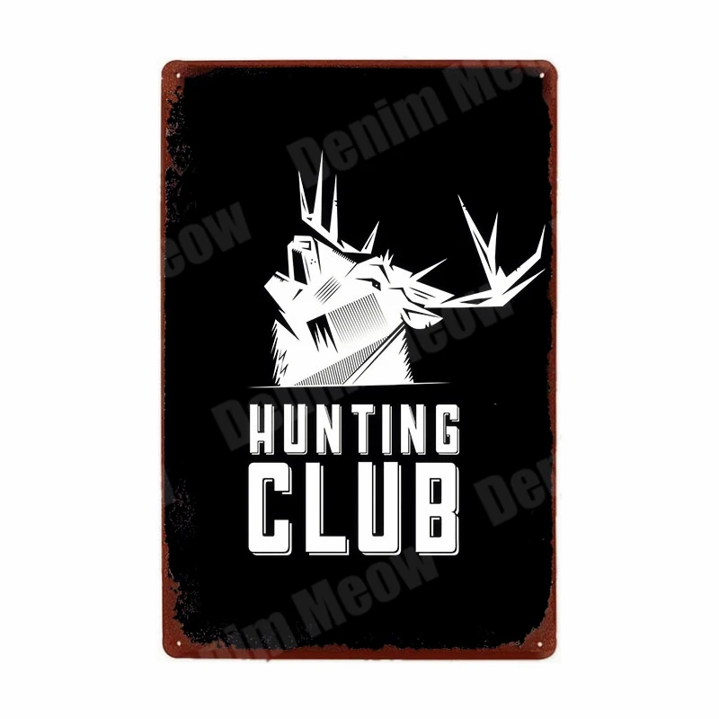 Hunting Season Vintage Metal Tin Sign, Bar Club and Garden Decoration, Eat Sleep Hunt Posters, Deer Bear Wall Art Decor, N316