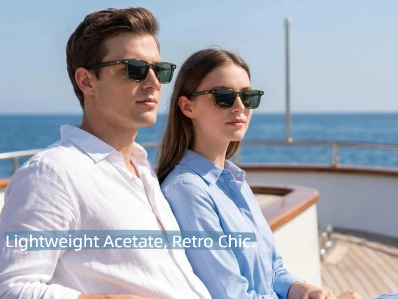 LumoGaze Modische Retro Quadratische Damen-Sonnenbrille Retro Herren-Luxus-Sonnenbrille mit Nieten-Design Handgefertigte Acetatfaser-Sonnenbrille UV400 – Detail 4