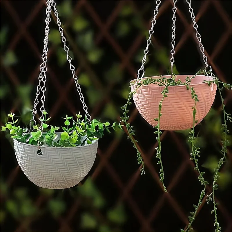 2pcsHanging Flower Pots and Hanging Pots on Outdoor Garden Balconies. Suitable for Indoor and Outdoor Green Plants