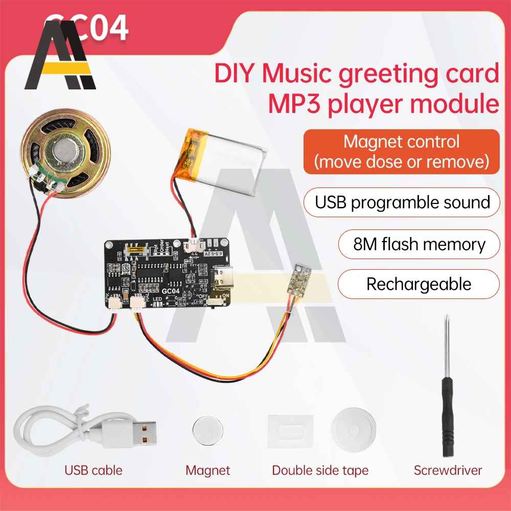 GC04 Magnetron بطاقة التسجيل حركة الإبداعية هدية مربع عيد الميلاد بطاقة عيد ميلاد غطاء الموسيقى MP3 تحميل وحدة الصوت TYPE-C