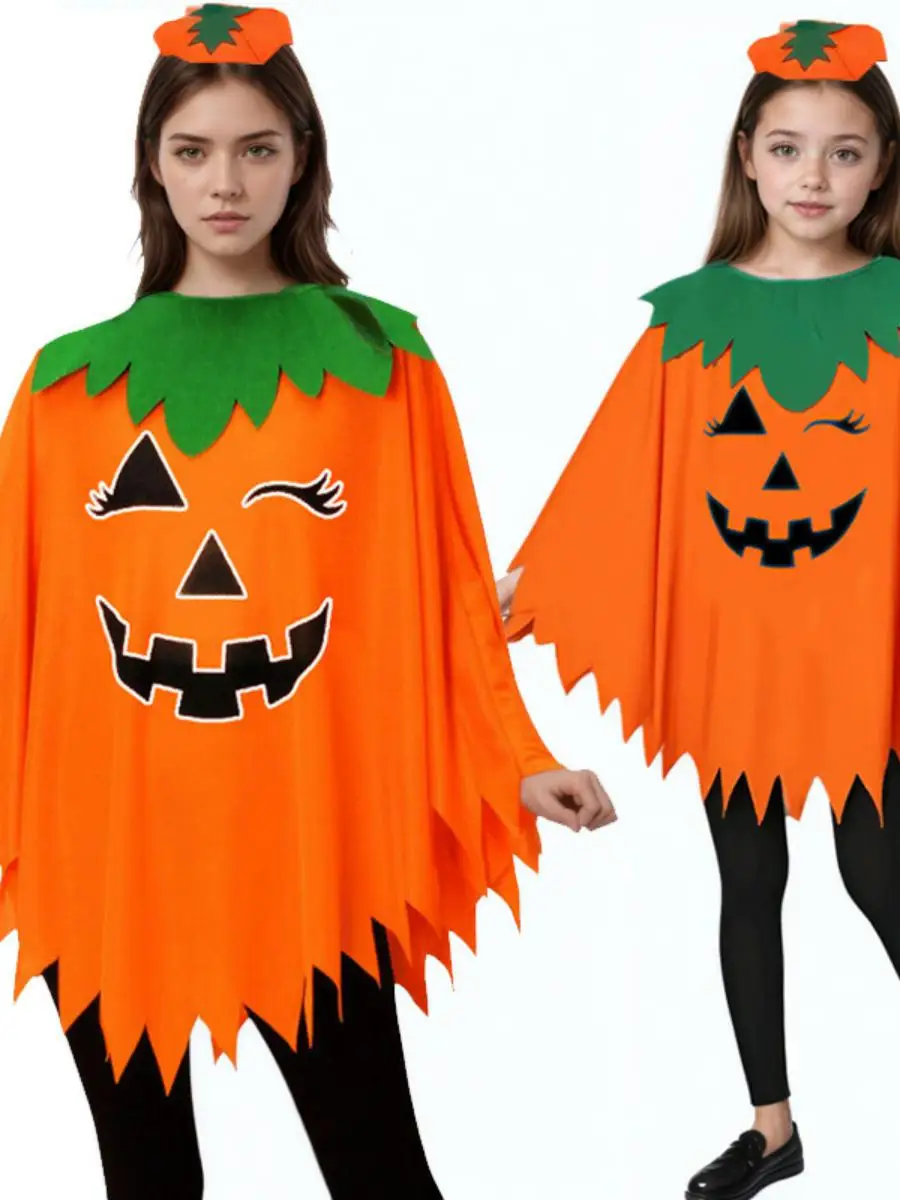 أزياء الهالوين للبالغين والأطفال ملابس اليقطين الوالدين والطفل قبعة ليلية متوهجة تتضمن ملابس الأداء المسبقة