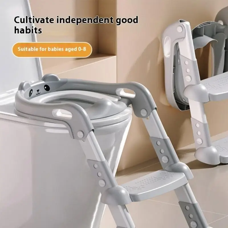 3-Height Adjustable Potty Training Stool For Toddler Foldable Step Ladder Nonslip Base Ergonomic Design Toilet 425F