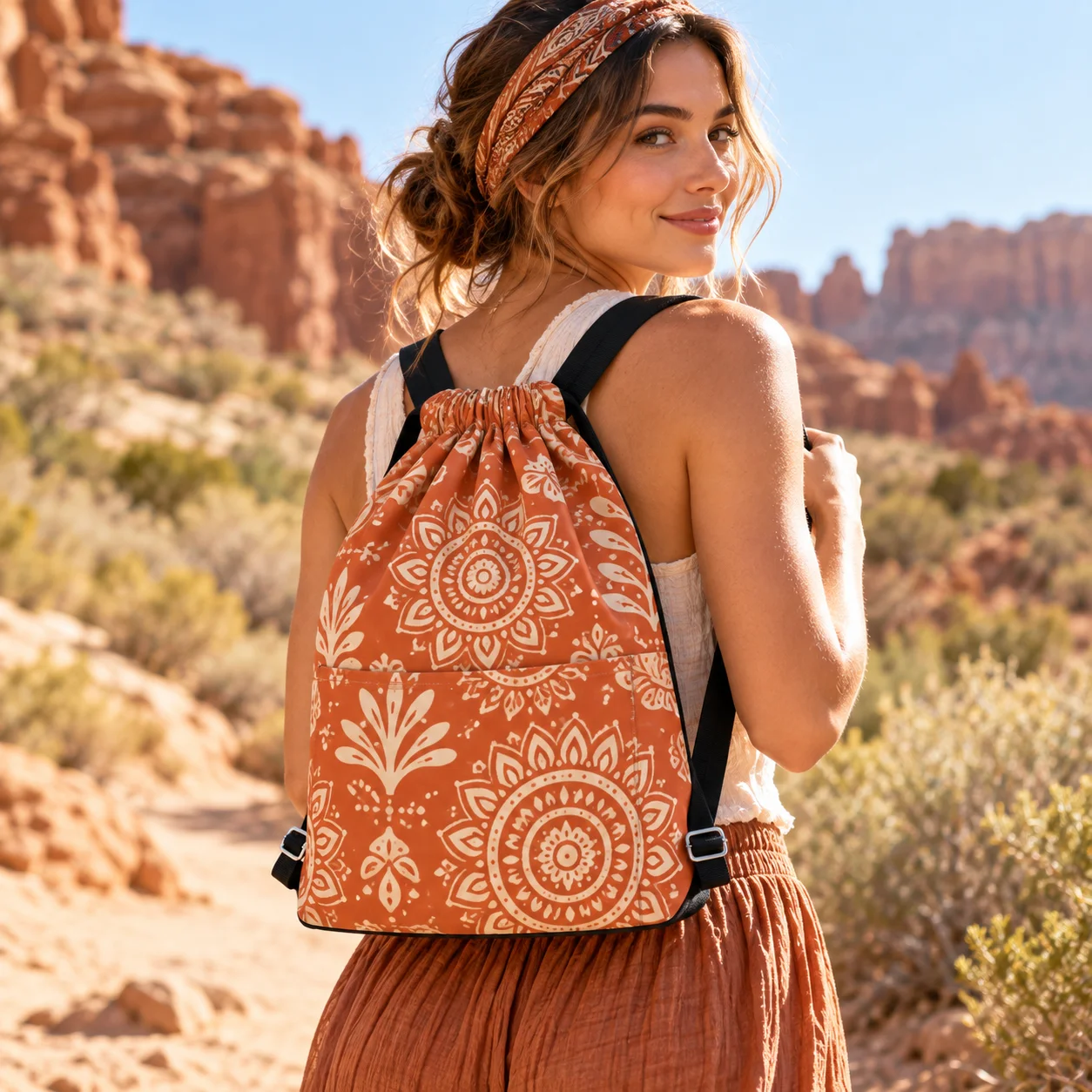 Customizable Christmas drawstring bags—creative Santa-themed backpacks that allow for personalized printing of names or initials