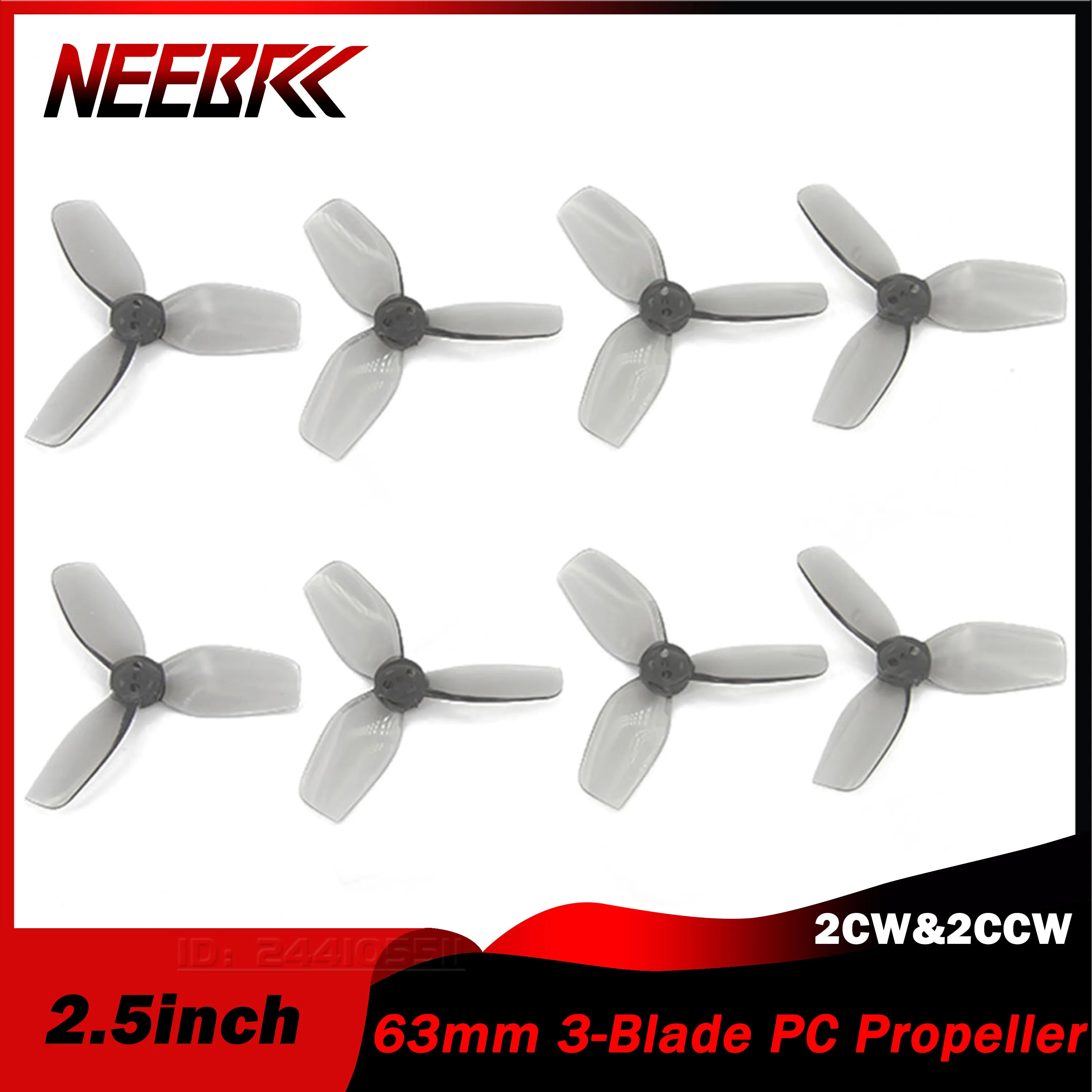 8PCS NEEBRC 2.5inch 63mm 3-Blade Propeller PC CW&CCW for FPV Racing Drone Freestyle Cinelog25 Defender 25 DIY Airplane Part Toy