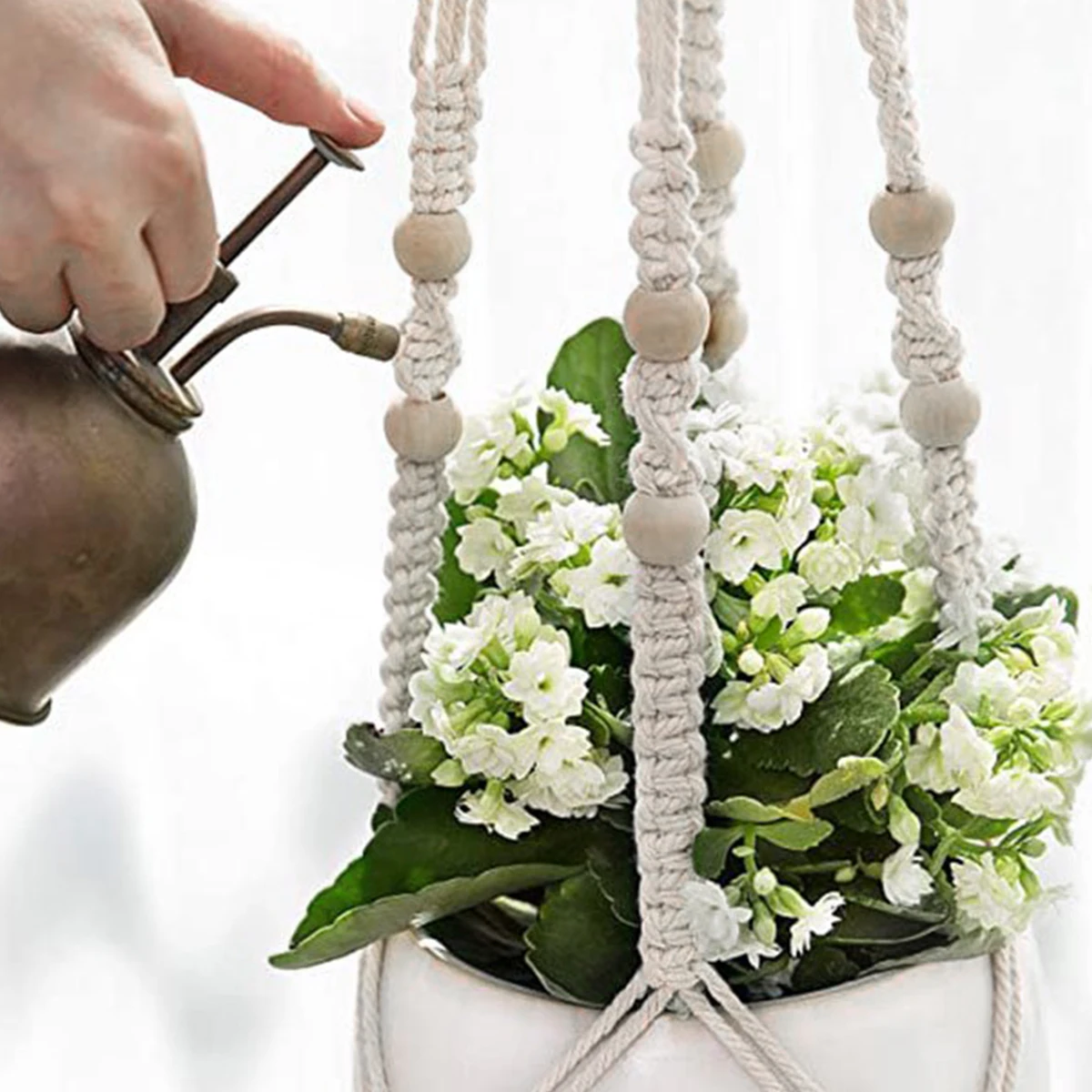 Craft Macrame Plant Hangers Handmade Cotton Rope Pot Holder Decorative Hanging Planter Basket Living Room Balcony