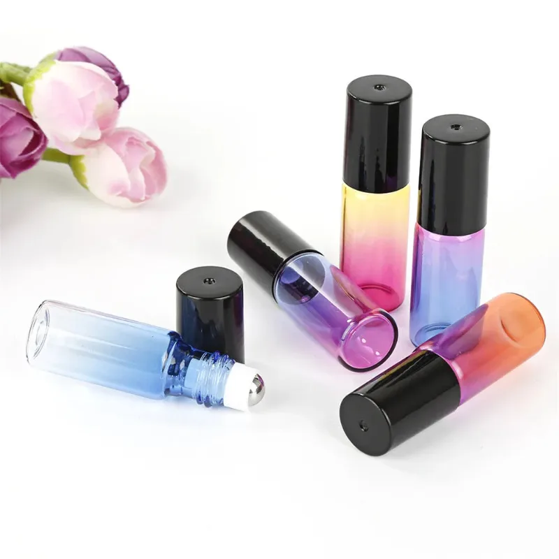 30/50/100pcs 5ml Glass Roll-on Bottle with Metal Roller Ball Glass Vials for Essential Oil Colognes Perfume Travel Sample Test