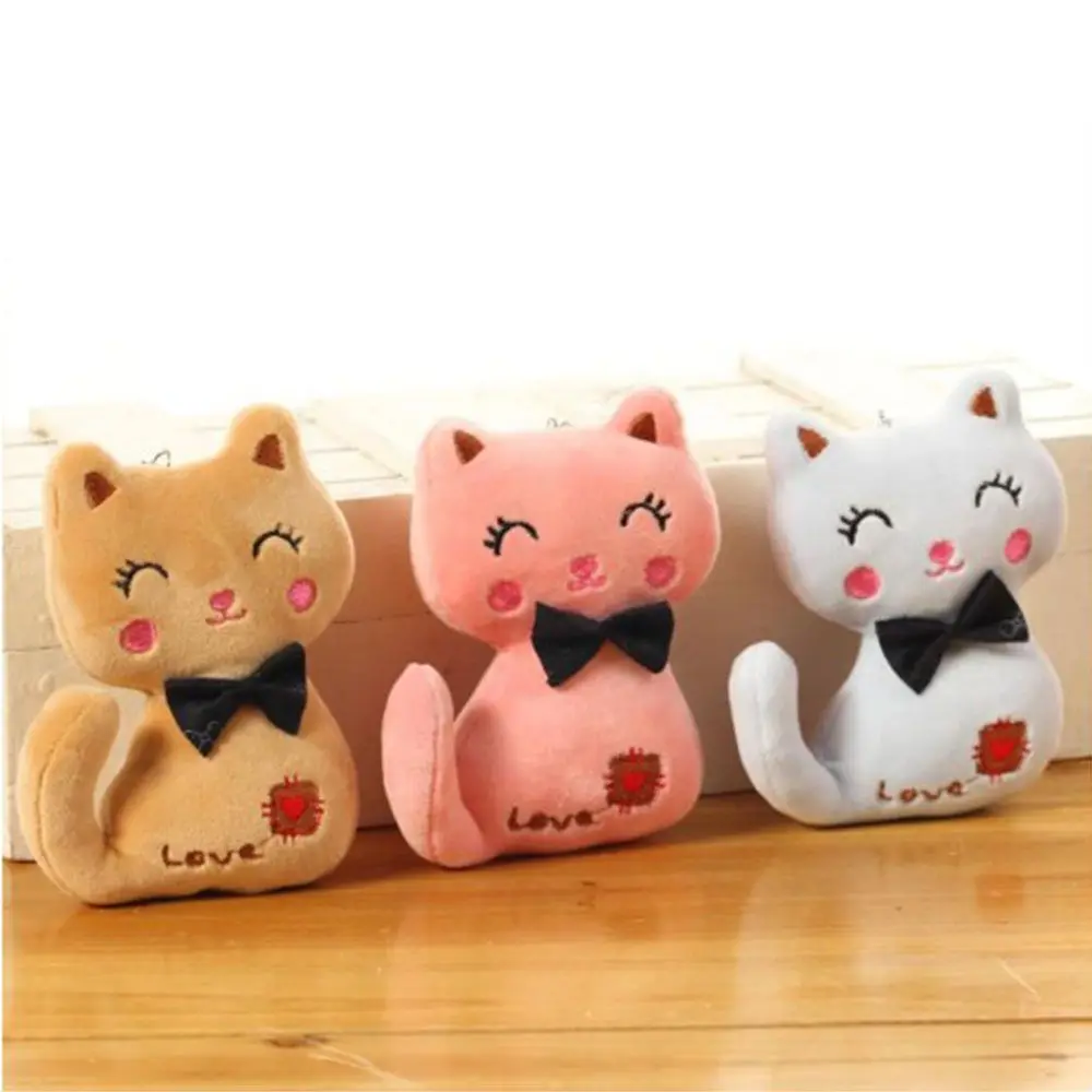 12cm Wedding Ornaments Gift Cat Children Kid Stuffed Animal Plush Toy Key Chain Bag Pendant