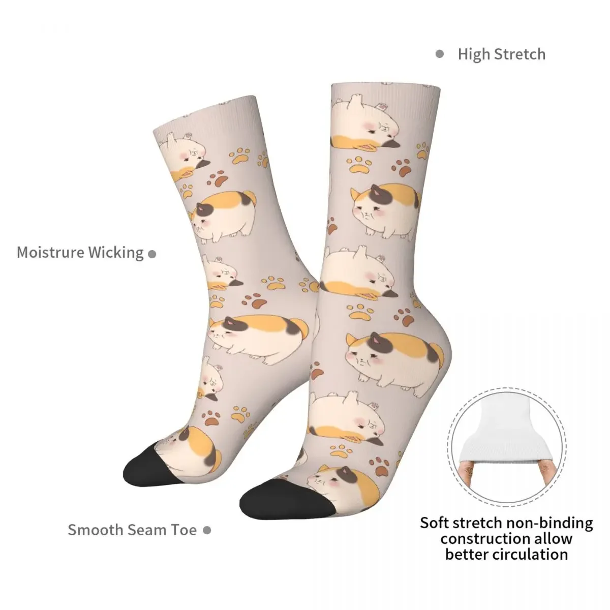 FFXIV - Fat Cats Socks Harajuku High Quality Stockings All Season Long Socks Accessories for Unisex Birthday Present