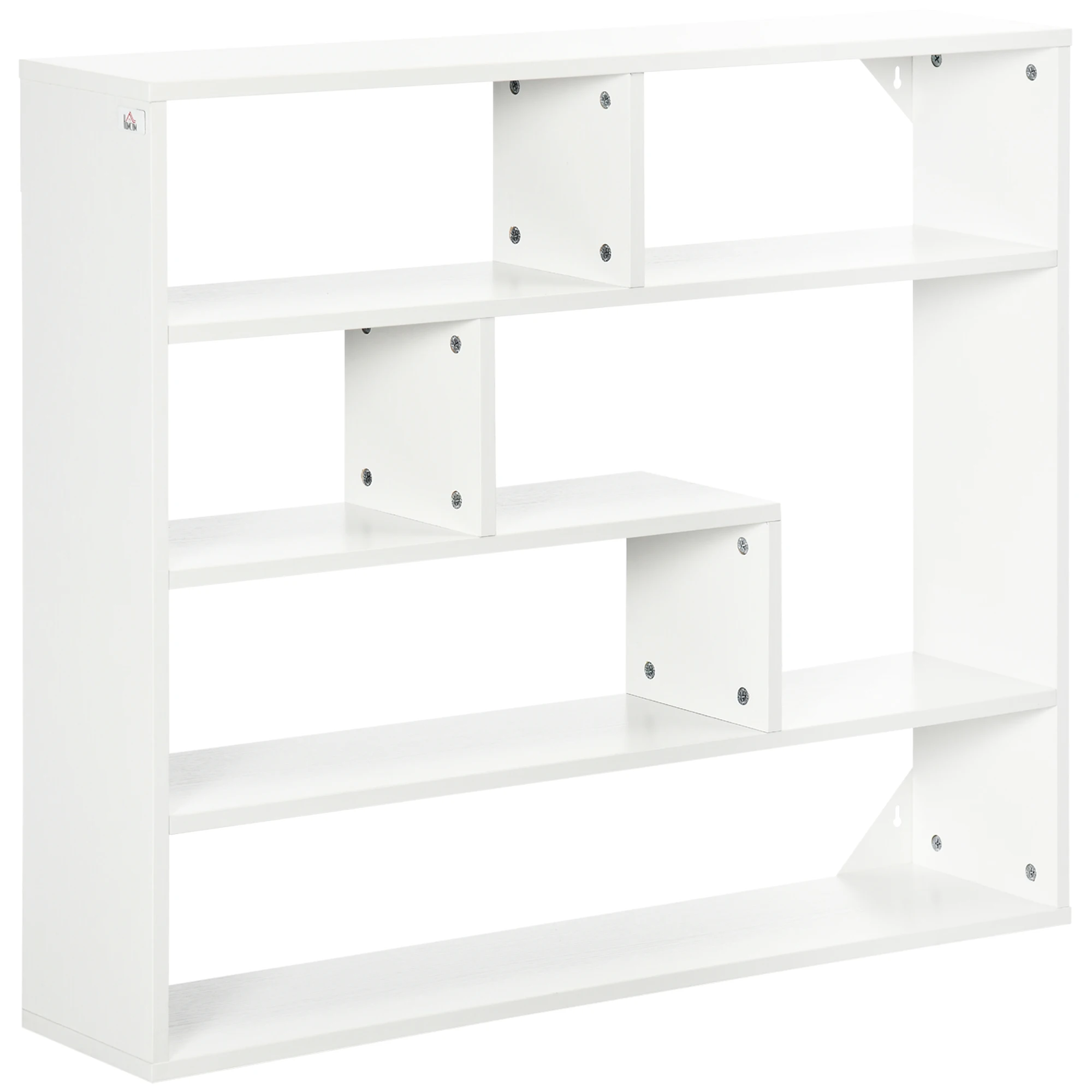Homcom Wandplank 4 niveaus met 7 open vakken 94X19,5X80Cm