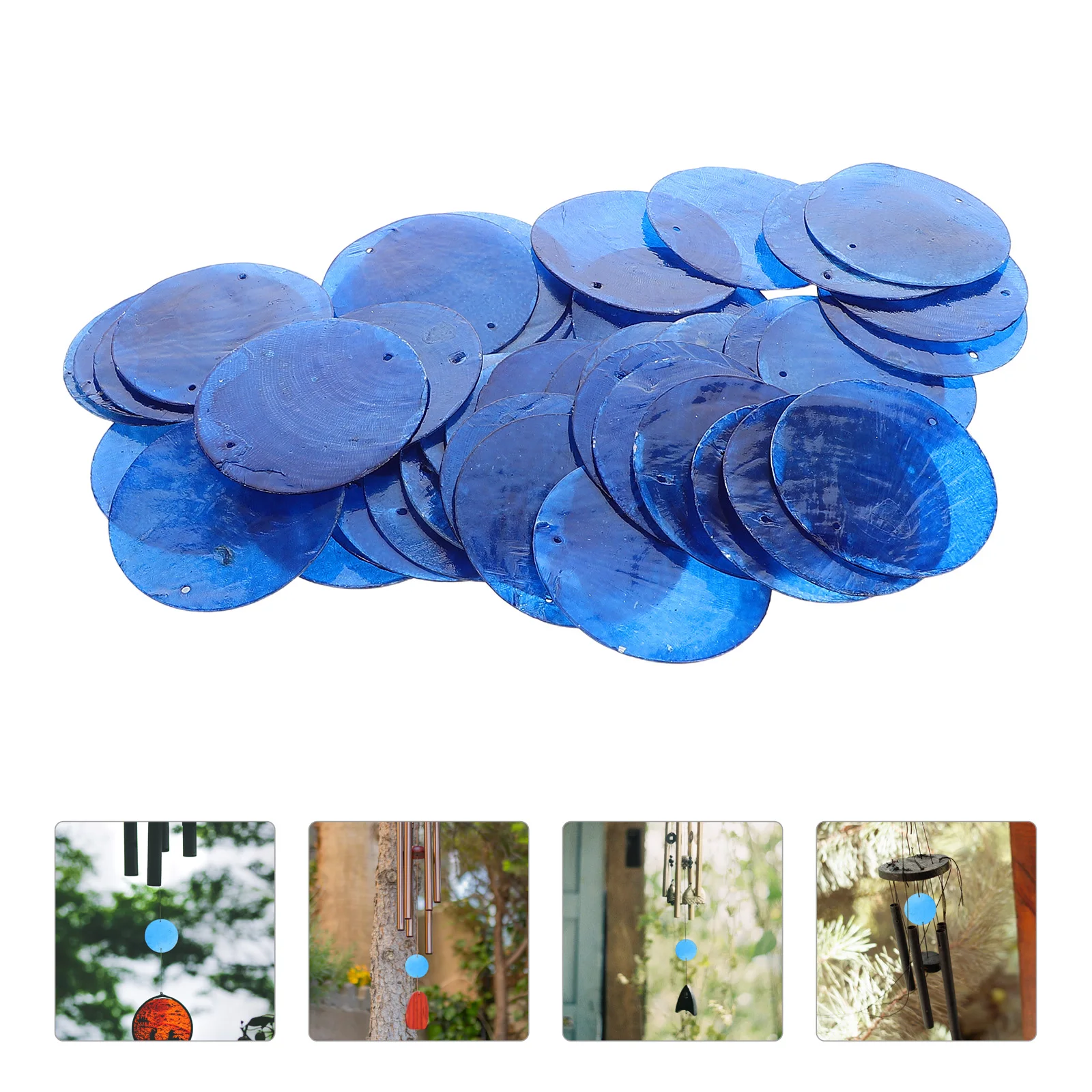 

100pcs Decorative Craft Pieces Natural Round Shells For Diy Home Decoration Pendant Wind Chime Accessories 50Mm Flat Shell Tiles