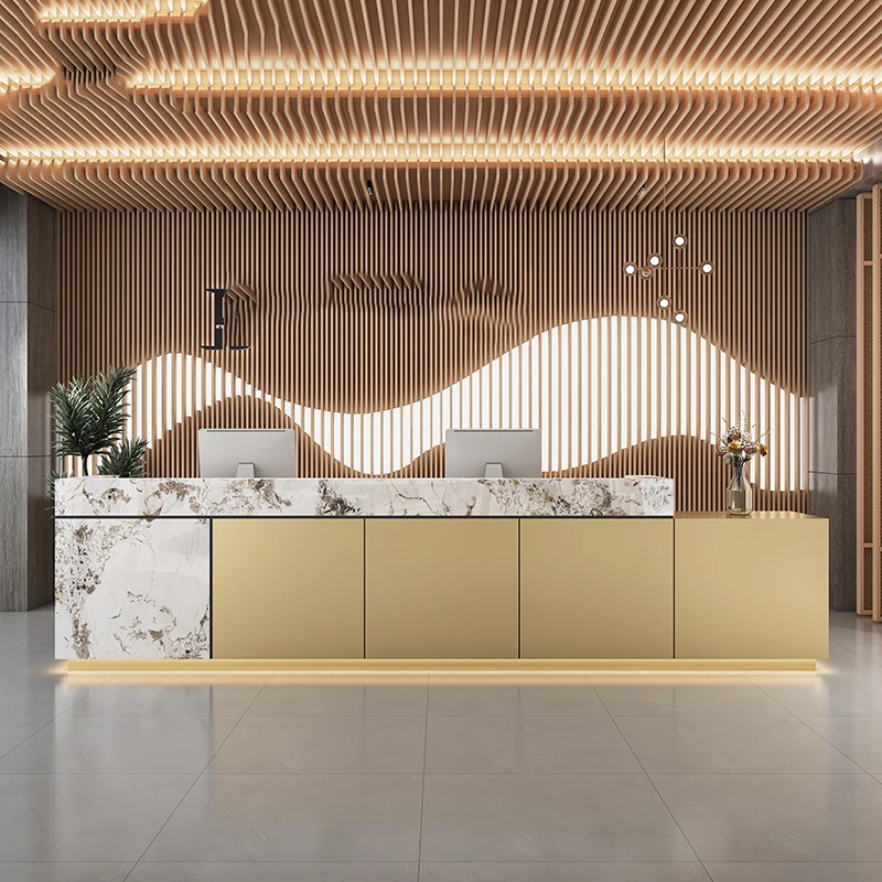 

Standing Reception Desks Counter Table Shop Counter Executive Office Table Luxury Podium Stand Theke Rezeption Shop Furniture