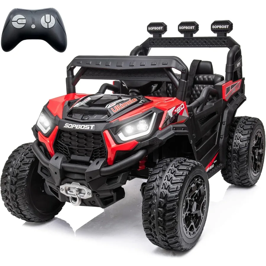 24V Kids Ride On Car with Remote Control Battery Powered 4 Wheeler 2x2/4x4 Motorized Ride On UTV Ride On Toys for Boys Girls, EV