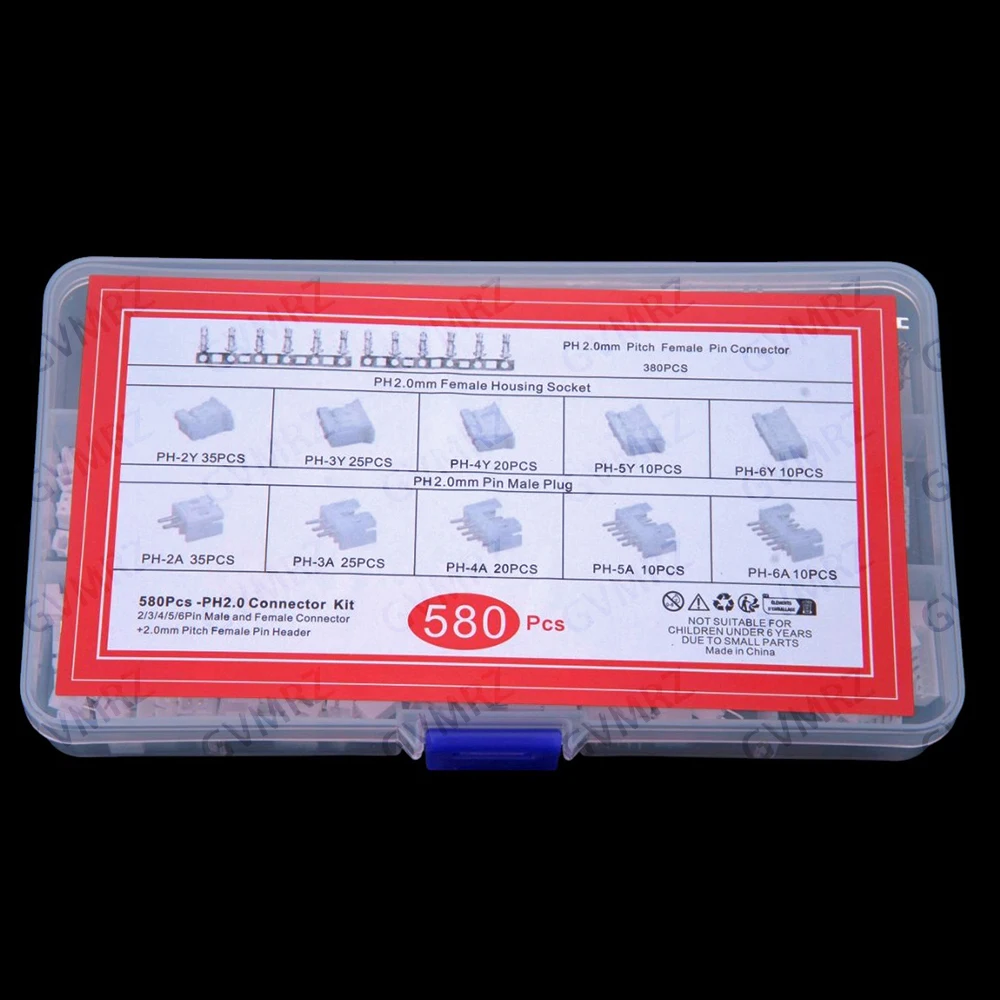 580PCS 2P-6P PH2.0mm pitch 2P 3P straight pin base housing terminal JST connector terminal 4P 5P 6P