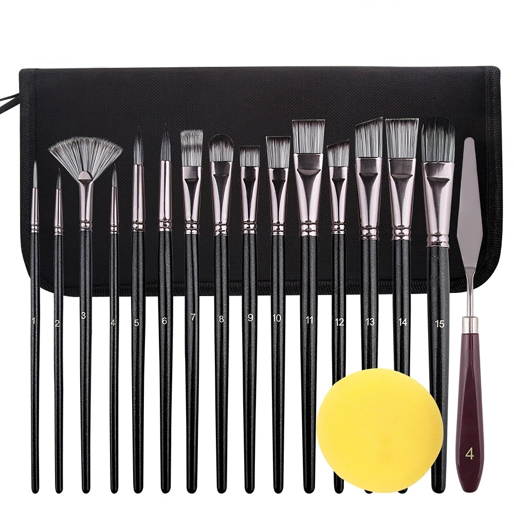 18pcs Professional Paint Brushes Different Shape Nylon Hair Oil Painting Scraper For Acrylic Oil Watercolor Art Supplies