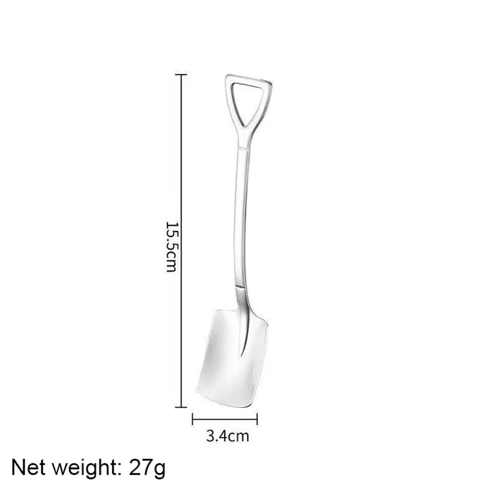 4Pcs/Set New Shovel Spoons Stainless Steel Teaspoons Creative Coffee Spoon For Ice Cream Dessert Tableware Scoop Cutlery Set image 6