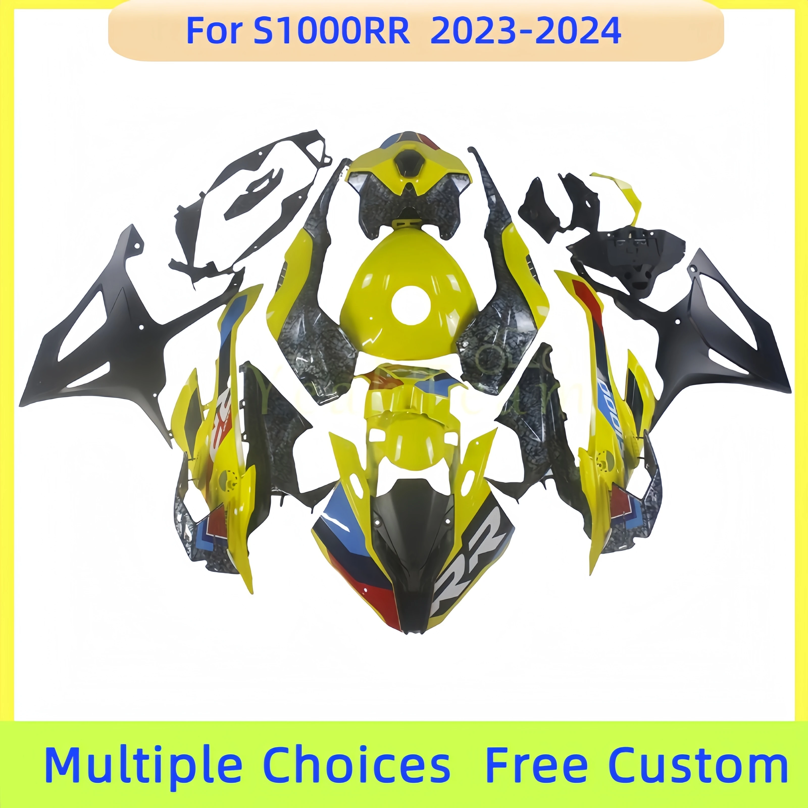 

Forged Carbon Fibre Premium Fairing Kit for S1000RR 2023 2024 Yellow Black Complete Motorcycle Bodywork Set