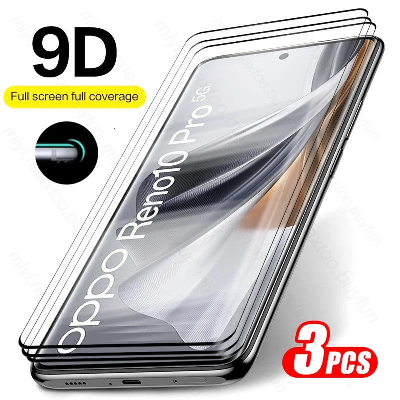 3PCS Protective Glass For Oppo Reno10 Reno 10 Pro 5G Case 19D Curved Screen Protector On Appo Orro Renault 10 Pro Reno10pro 5G