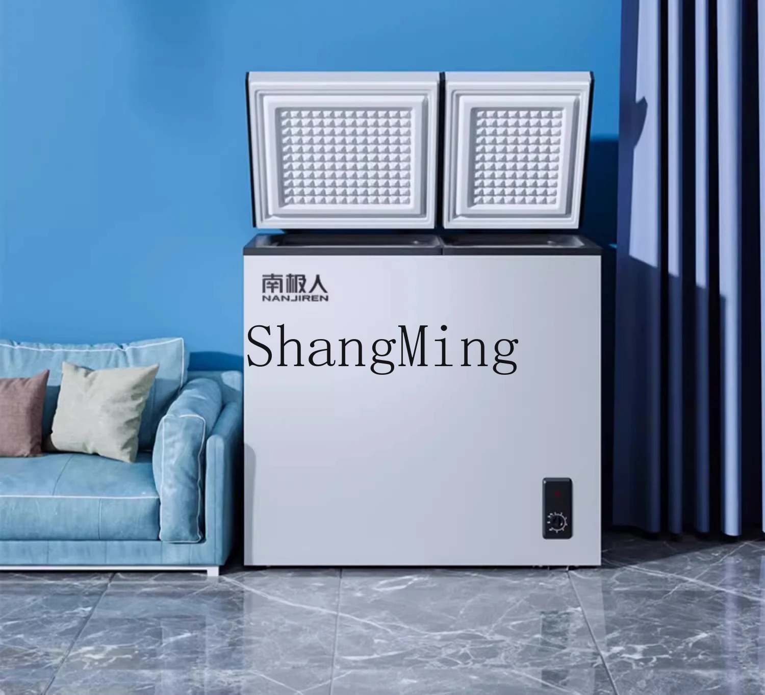 ZYY فريزر بدرجة حرارة مزدوجة منزلية صغيرة بباب مزدوج مجمدة لحفظ الطعام الطازج وموفر للطاقة