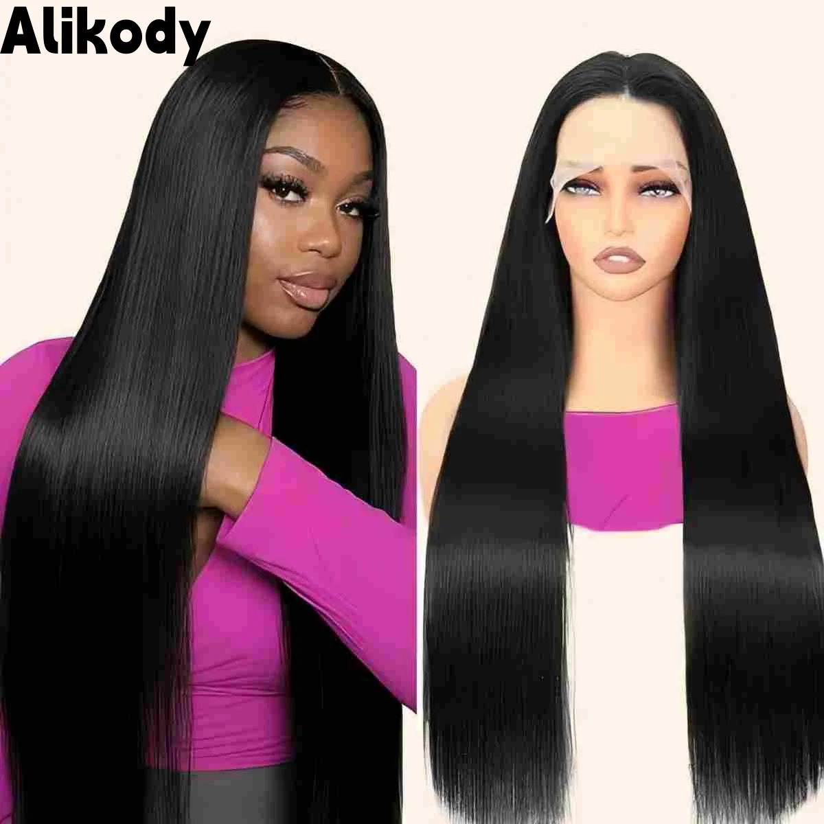 13x4 13x6 HD Lace Hairline Straight Long Black Glueless Transparent Bone Straight Lace Front Wigs 250 DensityWigs for Black Women Beginner Friendly