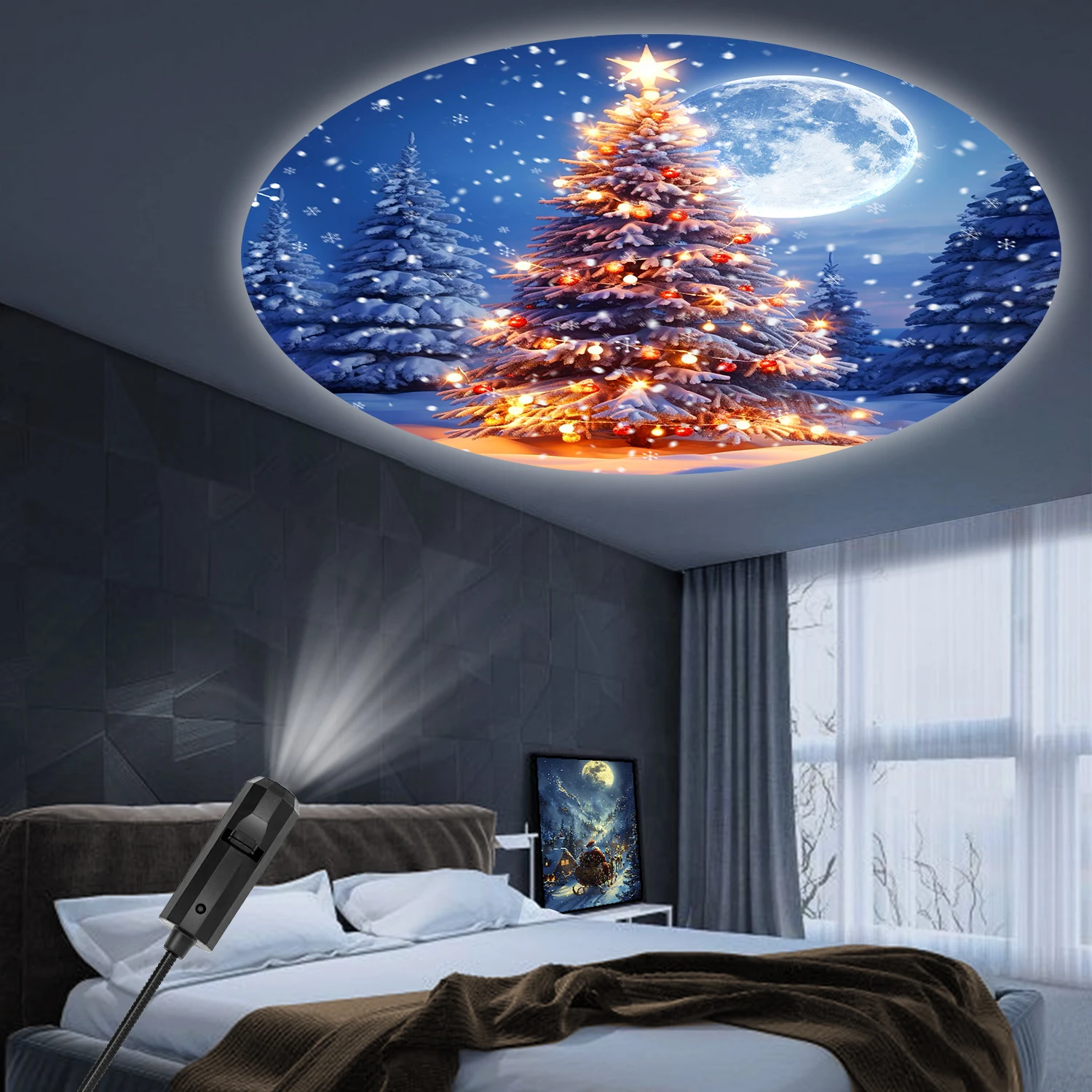 

Светодиодные проекционные огни для рождественской елки, потолок в спальне и настенные украшения, праздничные романтические и теплые атмосферные огни