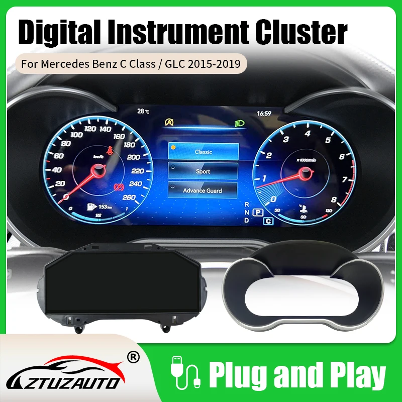 12,3-дюймовый цифровой комплект приборов для Mercedes Benz C-Class W205 GLC NTG5.0/5.1 2015-2018 Linux Спидометр Виртуальный инструмент