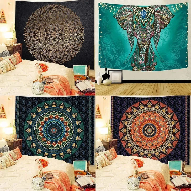 Bohemian Decorative Wall Cloth Tapestry Psychedelic Hippie Night Moon Tapestry Mandala Tapestry Indian Mandala 260728