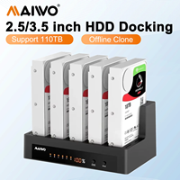 MAIWO 5 Bay External Hard Drive Docking Station Case for 2.5'' 3.5'' SATA HDD/SSD USB3.0 HDD Dock with Offline Clone LED Digital