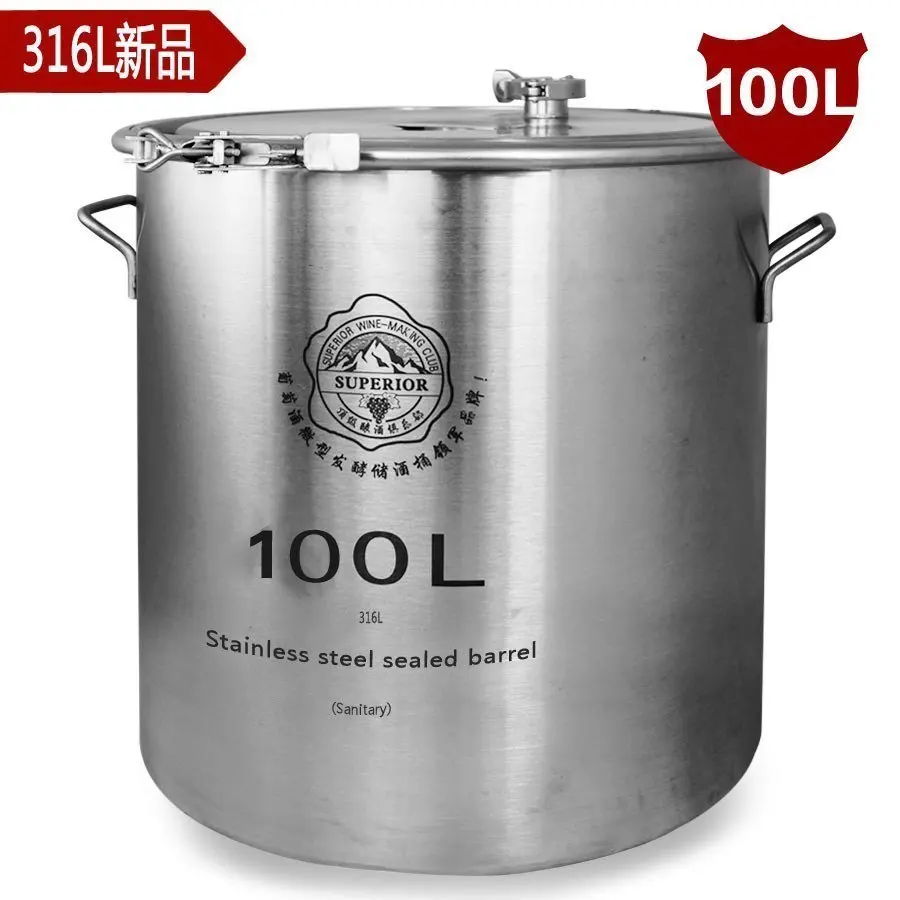 Food Grade Stainless Steel #316 #304 Fermentation Barrel Home Brewing Tank Bar Tool Household Sealed Barrel 100L