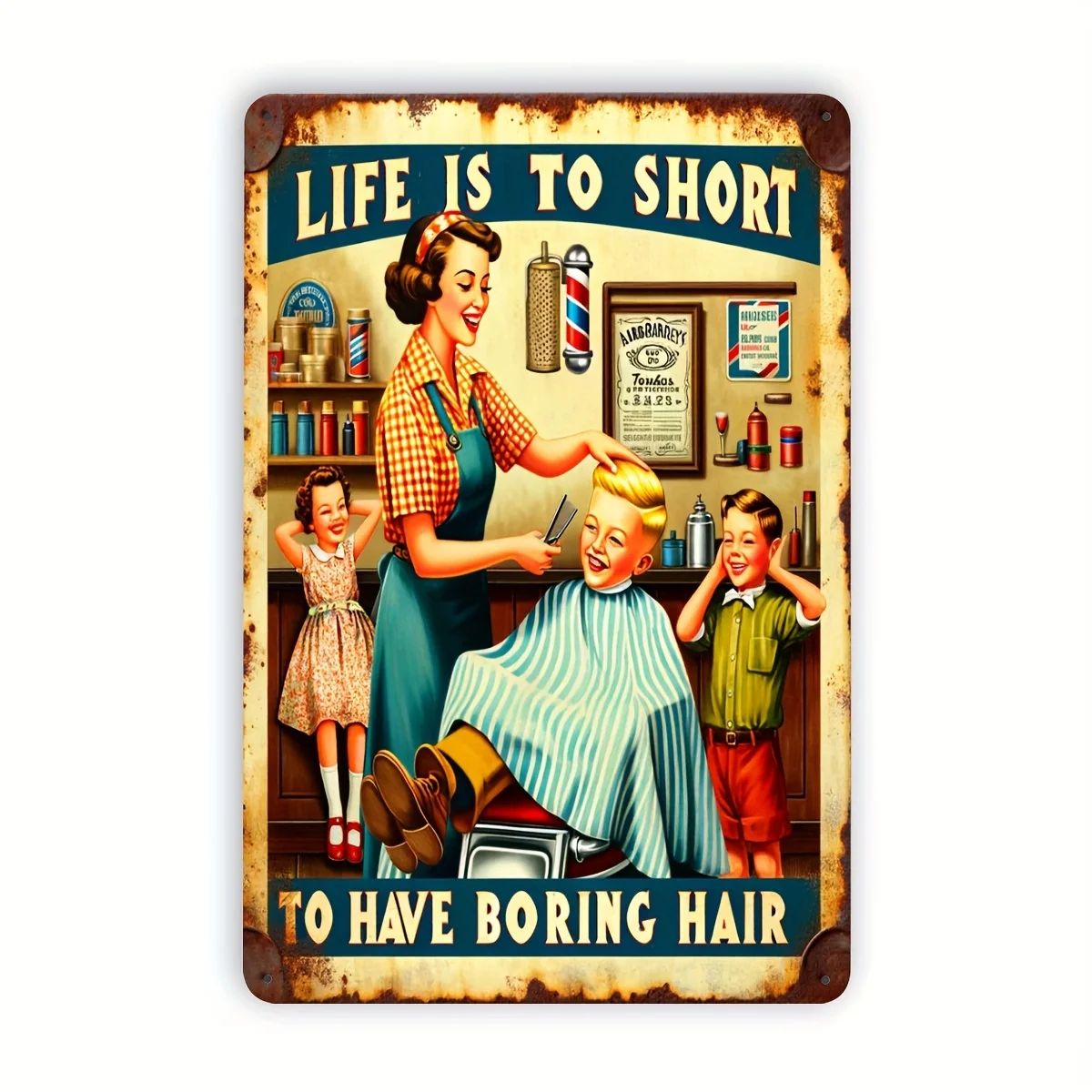 Vintage Hairdresser Metal Sign 