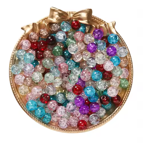 50/100pcs 8mm Glass Crackle Beads Loose Spacer Beads for Jewelry Making DIY Handmade Earrings Bracelets Necklace Accessories - Image 5