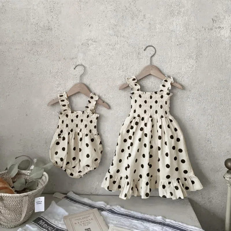 2026 Summer New Baby Girl Sleeveless Sling Bodysuit Infant Girl Cute Polka Dot Jumpsuit Cotton Newborn Toddler Clothes 0-24M