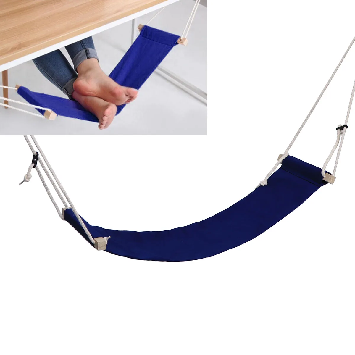 

Office Foot Under Desk Adjustable Foldable Lightweight Cotton Hammock For Feet Comfortable Footrest Support Dark Blue Outdoor