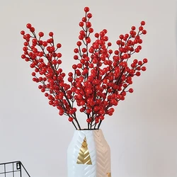 1Pc Artificial Red Berry Bouquet Christmas Decora Fake Plant for Home Decor Xmas Tree Navidad New Year 2024 Ornaments Accessory