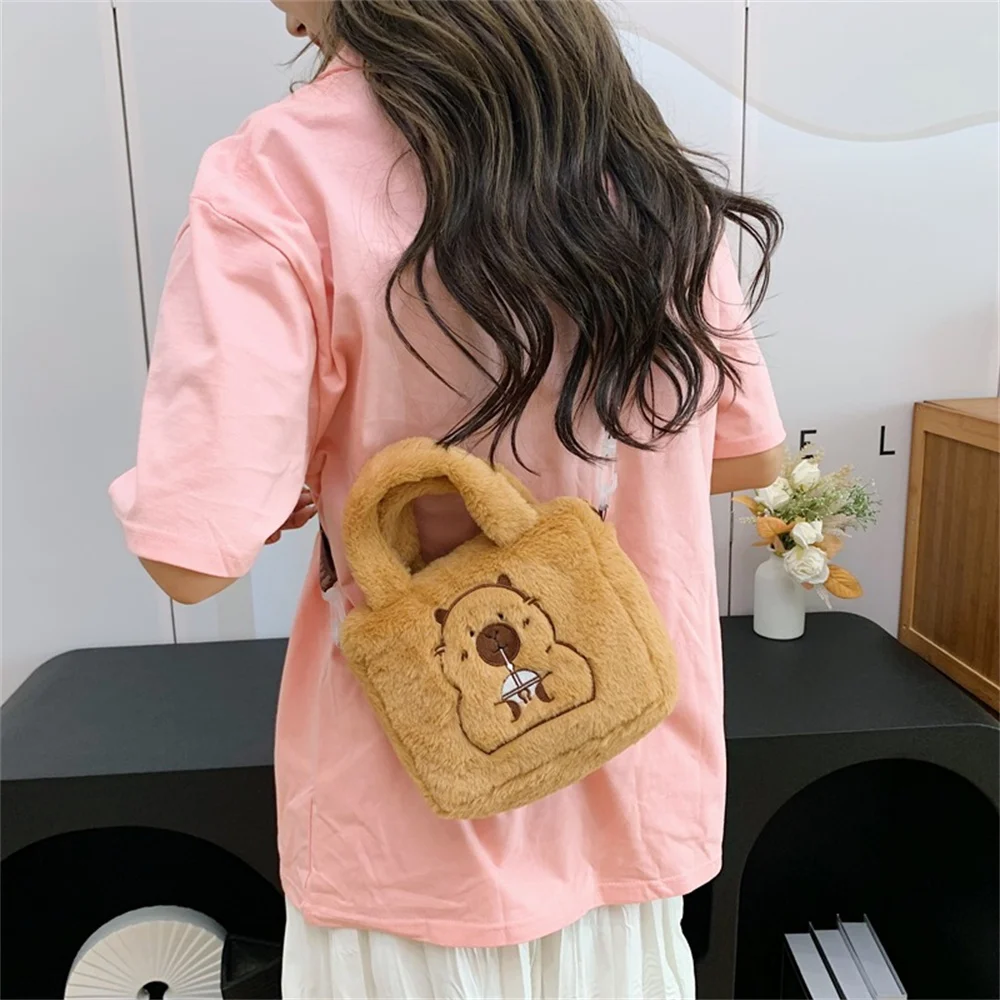 Cartoon Plush Bag Student School Bags Fur Capybara Handbag Cute Doll Bag Children's Crossbody Coin Bag School Backpack