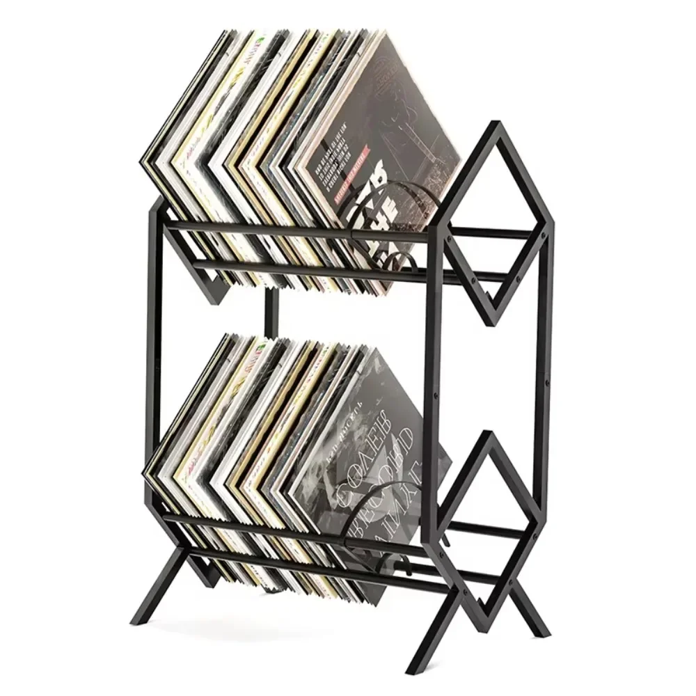 Vintage Large CD Display Rack Metal LP Rek 2 Layers Assembly Record Holder Shelf Living Room Vinyl Record Storage Stand